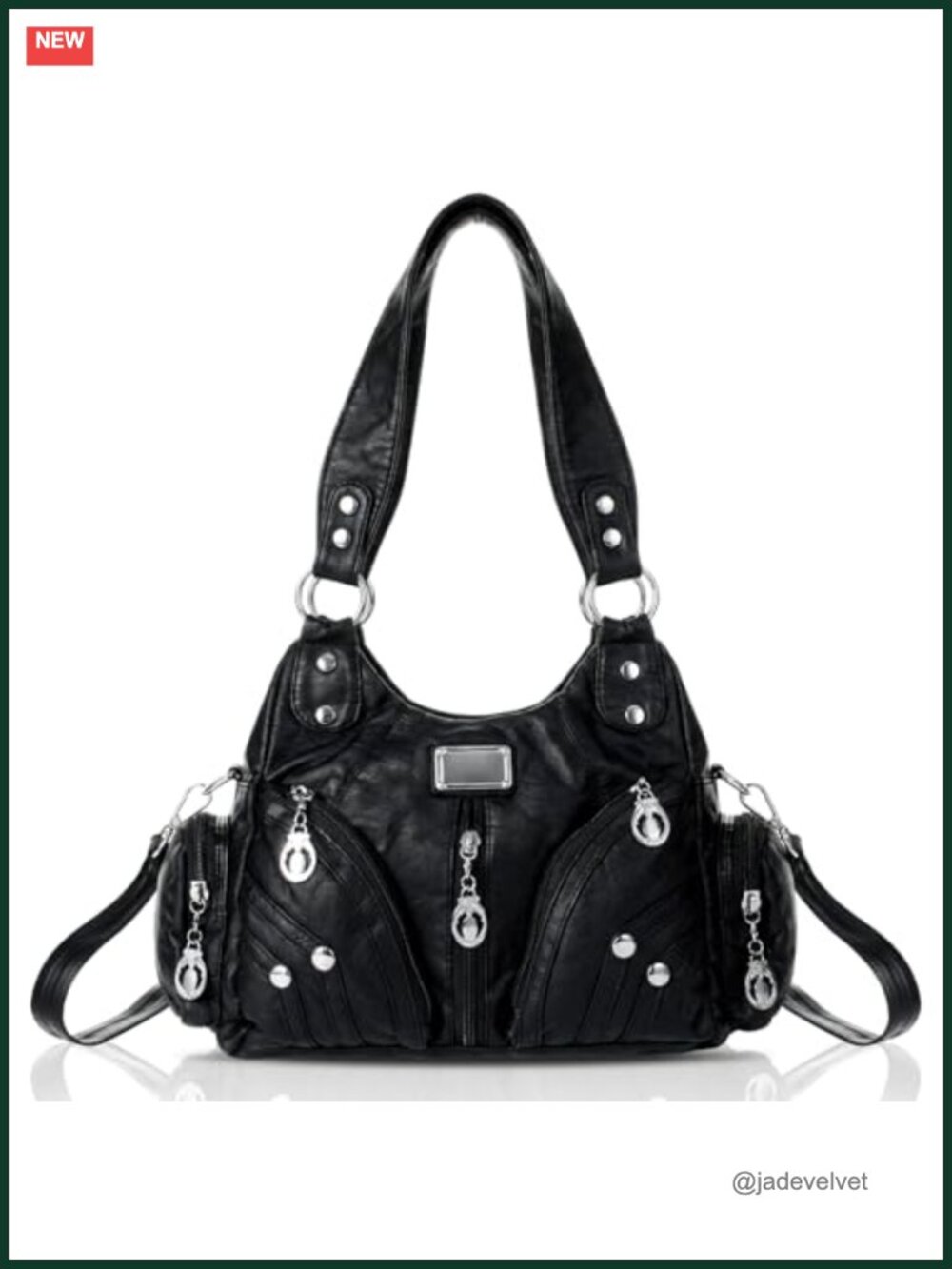 Y2K Hobo Vegan Leather Multi-Pocket Satchel Purse Handbag Goth Punk Crossbody